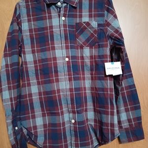 Arizona Jean Company Boy's Plaid Shirt - Maroon and Blue